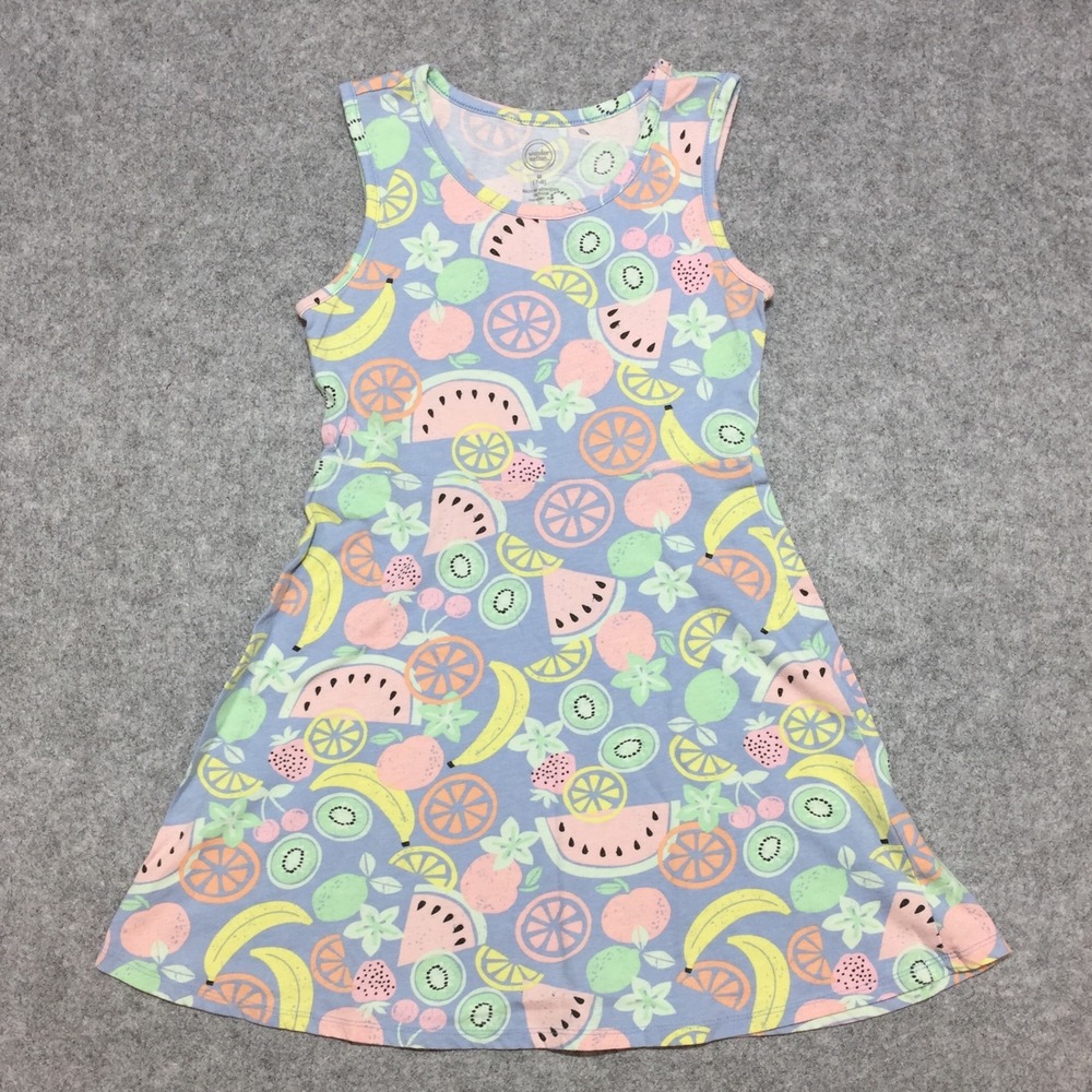 Wonder Nation Girls Fruit Print‎ Sleeveless Skater Dress Multi Color Size 7-8